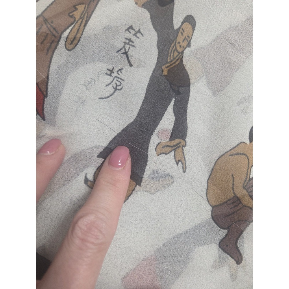 Chinese Silk Scarf‎ Daoyin Chinese Movements Exercises Silk 21x62 Some Flaws - Picture 9 of 15